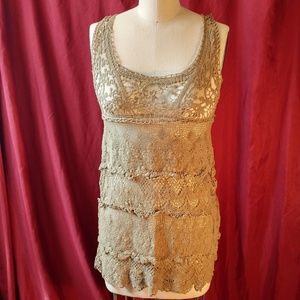 Anthropologie Crochet & Lace Top, Olive, S